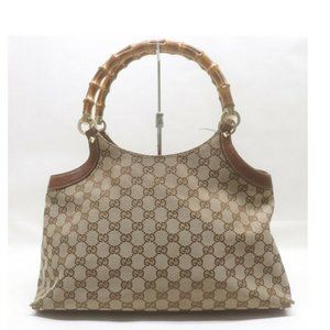Gucci Signature Canvas Hobo Bamboo Handle